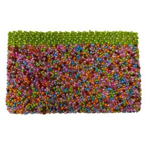 Vintage Purse - Y2K Candy Confetti Multi Color Beaded Clutch - Zipper Closure